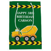 ボーイズ誕生日グリーンセメントミキサートラックカスタム ミディアムペーパーバッグ (正面)