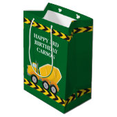 ボーイズ誕生日グリーンセメントミキサートラックカスタム ミディアムペーパーバッグ (裏面アングル)