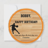 ボーイズ誕生日バスケットボール名ラウンドカード追加 カード (裏面)