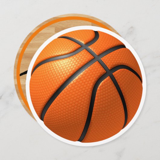 ボーイズ誕生日バスケットボール名ラウンドカード追加 カード (正面/裏面)