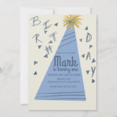 ボーイズ誕生日パーティーハットレタリングクラフト 招待状 (正面)