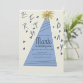 ボーイズ誕生日パーティーハットレタリングクラフト 招待状 (スタンド正面)