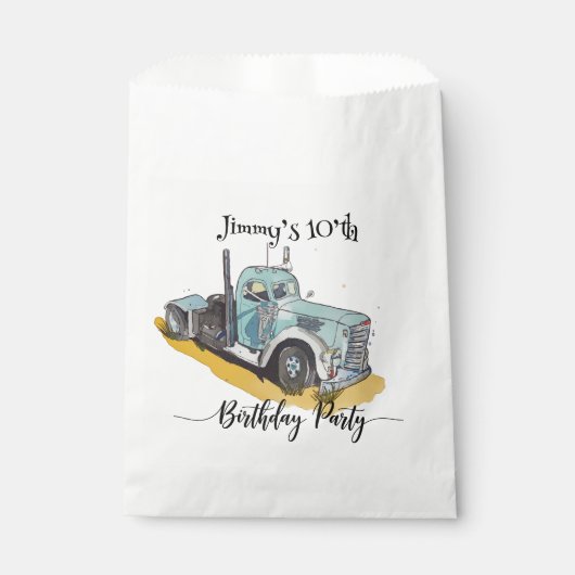 ボーイズ誕生日パーティーブルーセミトラック フェイバーバッグ (正面)