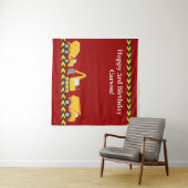 ボーイズ誕生日パーティーレッド建築トラック タペストリー (インサイチュ(横))