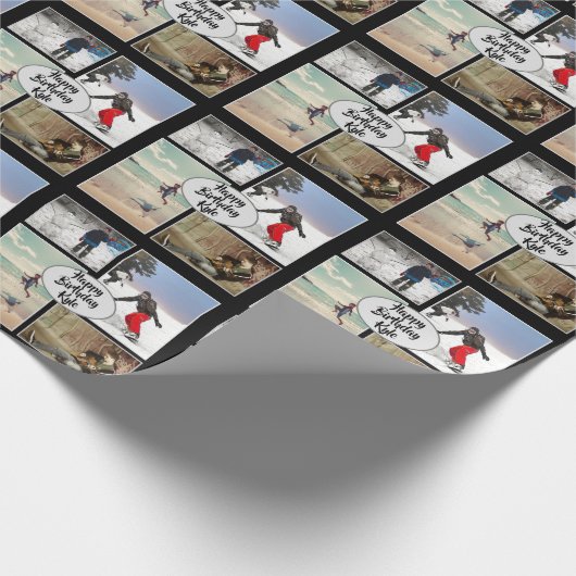 ボーイズ誕生日フォトコラージュパーソナライズされた ラッピングペーパー (角)