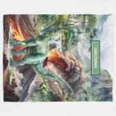 ボーイズ誕生日ブランケット名の恐竜デザイン フリースブランケット (正面(横))