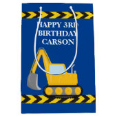 ボーイズ誕生日ブルー建築車カスタム両 ミディアムペーパーバッグ (正面)