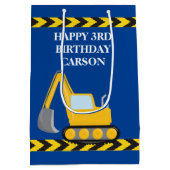 ボーイズ誕生日ブルー建築車カスタム両 ミディアムペーパーバッグ (裏面)