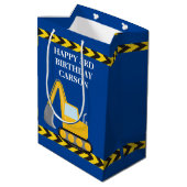 ボーイズ誕生日ブルー建築車カスタム両 ミディアムペーパーバッグ (裏面アングル)