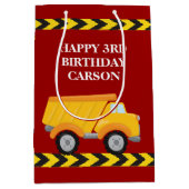 ボーイズ誕生日レッドダンプトラックカスタムキッズ ミディアムペーパーバッグ (正面)