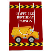 ボーイズ誕生日レッドダンプトラックカスタムキッズ ミディアムペーパーバッグ (裏面)