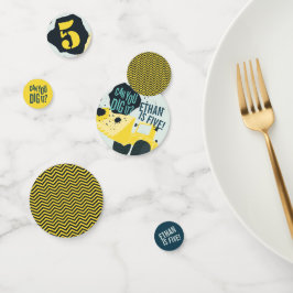 ボーイズ誕生日建築トラックブルーイエロー コンフェッティ