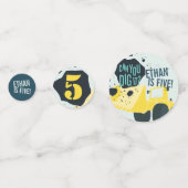 ボーイズ誕生日建築トラックブルーイエロー コンフェッティ (正面)