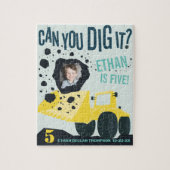 ボーイズ誕生日建築トラックブルーイエロー ジグソーパズル (縦)