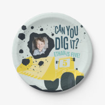 ボーイズ誕生日建築トラックブルーイエロー