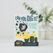 ボーイズ誕生日建築トラックブルーイエロー ポストカード (スタンド正面)