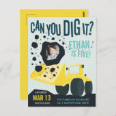 ボーイズ誕生日建築トラックブルーイエロー ポストカード (正面/裏面)