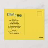 ボーイズ誕生日建築トラックブルーイエロー ポストカード (裏面)