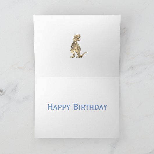 ボーイズ誕生日恐竜Tレックス写真と名前の追加 カード (内部)