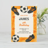 ボーイズ誕生日招待状 – サッカースポーツテーマ 招待状 (スタンド正面)