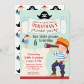ボーイズ誕生日Any Age海賊パーティー 招待状 (正面/裏面)