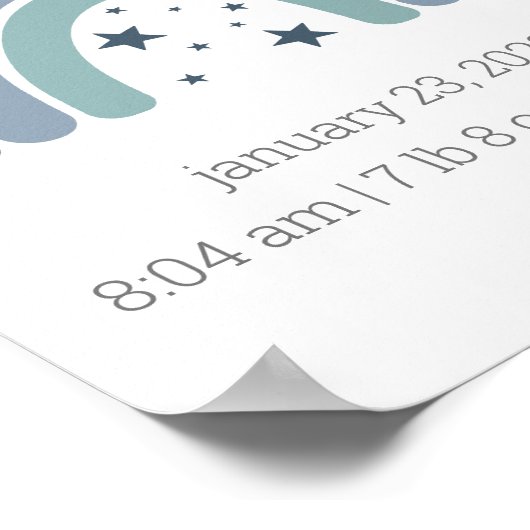 ボーイズ誕生統計ポスターレインボーパーソナライズされたル ポスター (角)