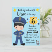 ボーイズ警察官誕生日 招待状 (スタンド正面)