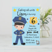 ボーイズ警察官誕生日 招待状 (スタンド正面)