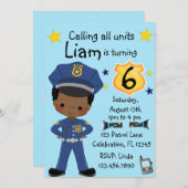 ボーイズ警察官誕生日 招待状 (正面/裏面)