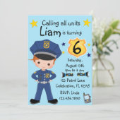 ボーイズ警察官誕生日 招待状 (スタンド正面)