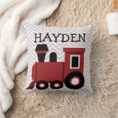 ボーイズ赤い列車のパーソナライズされた枕 クッション (ブランケット)