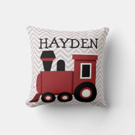 ボーイズ赤い列車のパーソナライズされた枕 クッション