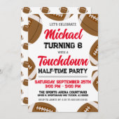 ボーイズ赤サッカーチーム半時バースデーパーティー 招待状 (正面/裏面)