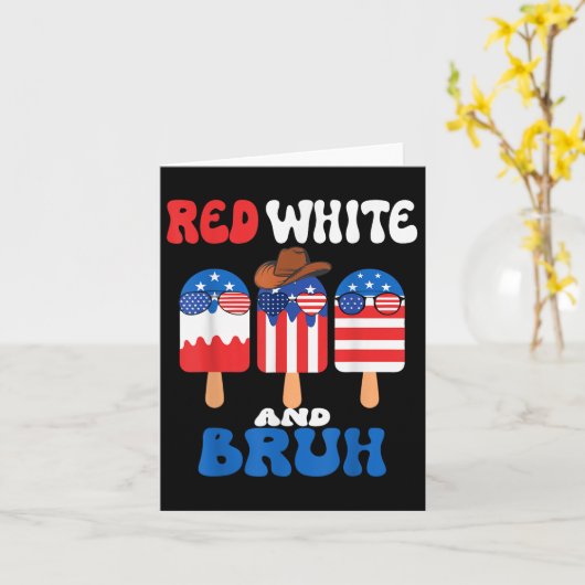 ボーイズ赤白とブルーポップシクルメンズ4th 7月Amer カード (黄色い花)