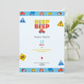 ボーイズ車のトラフィックのビープ音の誕生日カードの招待 シーズンカード (スタンド正面)