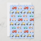 ボーイズ車の車の水の色の誕生日パーティー 招待状 (裏面)