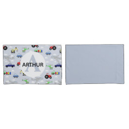 ボーイズ輸送パターンモノグラムカー名キッズ 枕カバー