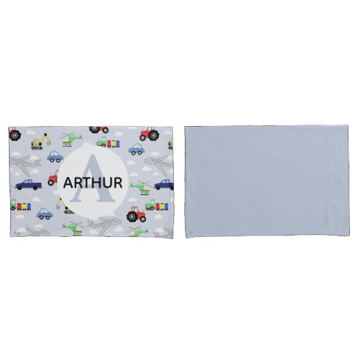 ボーイズ輸送パターンモノグラムカー名キッズ 枕カバー (フロントセット)