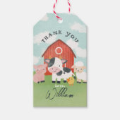 ボーイズ農場動物納屋周囲の庭誕生日の好意 ギフトタグ (正面)