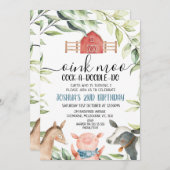 ボーイズ農畜動物の葉の第2の誕生日招待状 招待状 (正面/裏面)