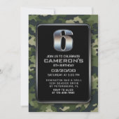 ボーイズ迷彩柄狩り陸軍第6誕生日 招待状 (正面)