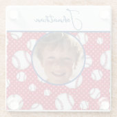 ボーイズ野球カスタム赤白青写真（名前あり） ガラスコースター (裏面)