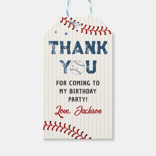 ボーイズ野球誕生日ありがとう ギフトタグ (正面)