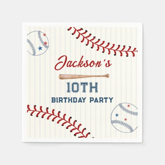 ボーイズ野球誕生日パーティナプキンス スタンダードカクテルナプキン (正面)