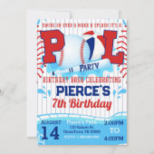 ボーイズ野球誕生日プールパーティの招待状 招待状 (正面)