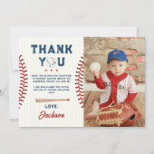 ボーイズ野球誕生日写真サンキューカード 招待状 (正面)