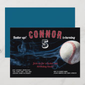 ボーイズ野球誕生日招待状 招待状 (正面/裏面)