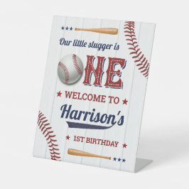 ボーイズ野球1歳の誕生日へようこそ 台座サイン