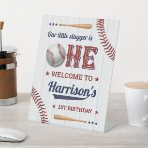 ボーイズ野球1歳の誕生日へようこそ 台座サイン