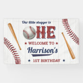 ボーイズ野球1歳の誕生日へようこそ 横断幕 (横)